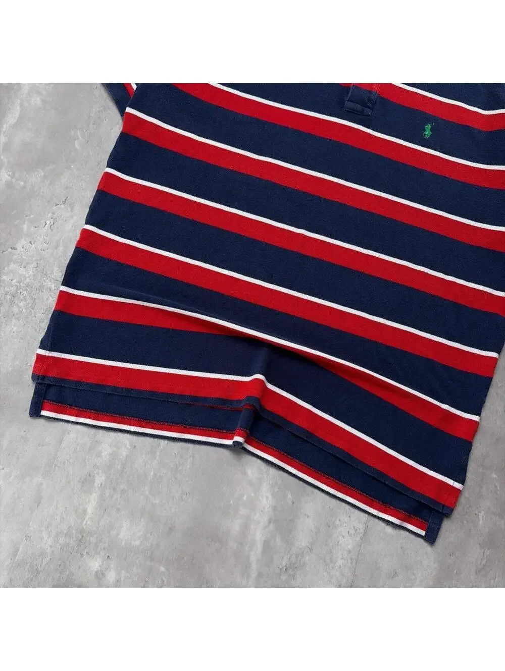 Vintage 90’s Navy Polo Ralph Lauren Striped Polo Shirt